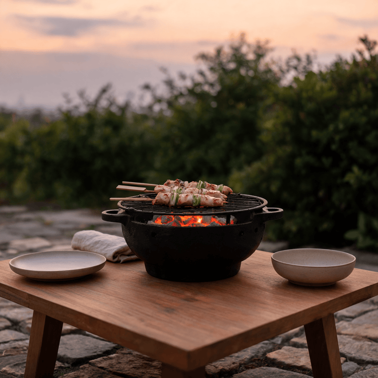 Gril japonais hibachi en fonte au charbon - Azeniah