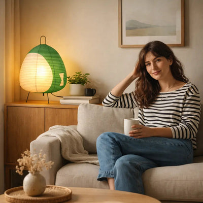 Lampe De Table Japonaise - Papier Tressé | Akolya - Lampe Azeniah