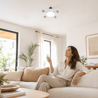 Ampoule Ventilateur E27 2 en 1 avec Lumière LED Télécommande | Nivelys