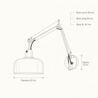 Applique Liseuse Bras Articulé Portée 24 à 81 cm | Lorvaya