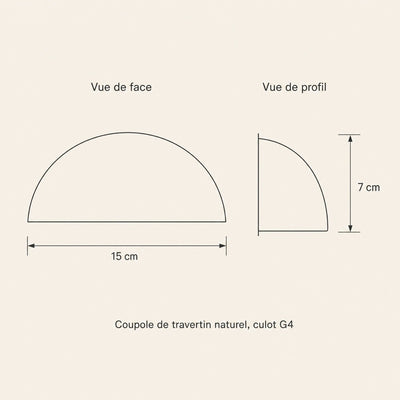 Applique Murale Travertin Demi-Lune 15 cm, Pierre Naturelle Sabikora - Azeniah