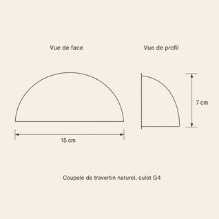 Applique Murale Travertin, Coupole Demi-Lune | Sabikora