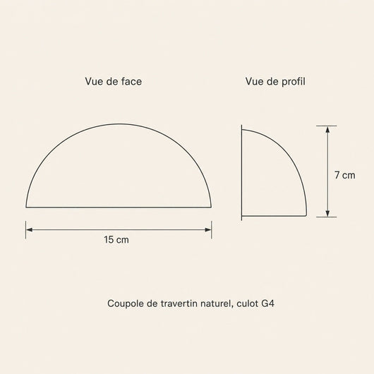 Applique Murale Travertin Demi-Lune 15 cm, Pierre Naturelle Sabikora - Azeniah