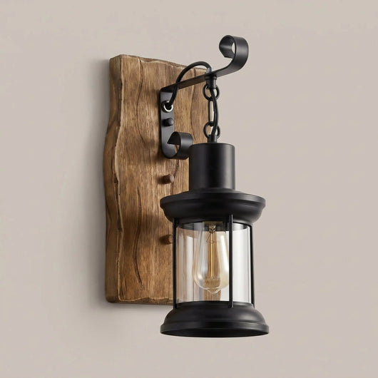 Applique Murale Vintage Bois Fer et Verre E27 Rusténa - Azeniah