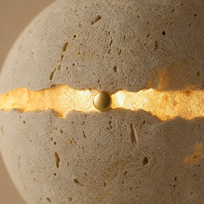 Applique Ronde Sphère Fendue de Travertin, Ø 20 cm Kaltessia - Azeniah