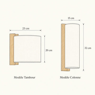 Applique Tissu et Bois Massif E14 Prête à Brancher Aldonya - Azeniah