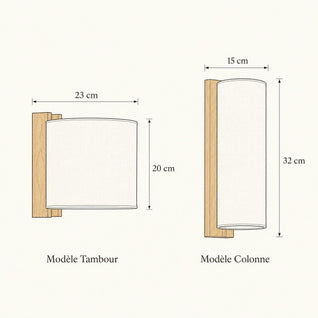 Applique Tissu et Bois Massif Prête à Brancher | Aldonya