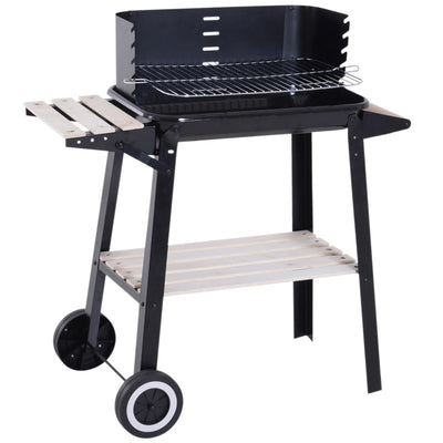 Barbecue charbon chariot pare-vent grille réglable 56x31 cm