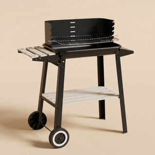 Barbecue Charbon Chariot Pare-Vent Grille Réglable 56x31 cm | Brivor