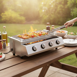 Barbecue Gaz de Table 4 Brûleurs Inox - GPL 57 cm | Velnar