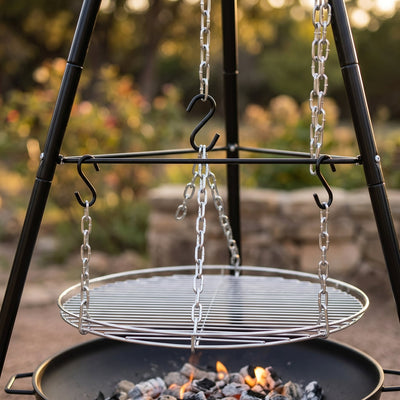 Chaîne réglable et grille suspendue du barbecue trépied Helvor