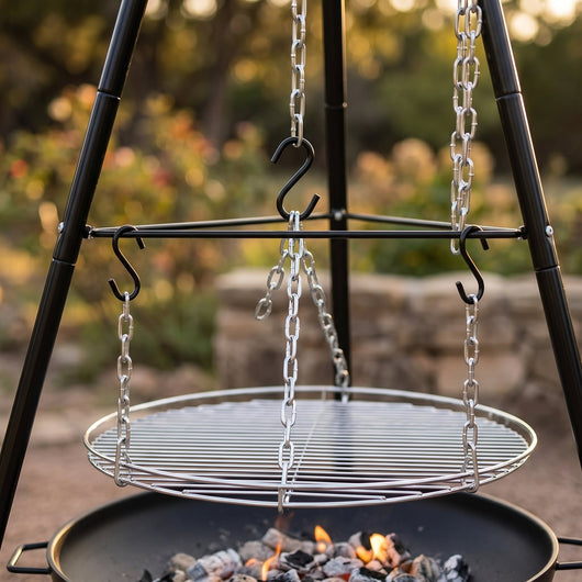 Chaîne réglable et grille suspendue du barbecue trépied Helvor