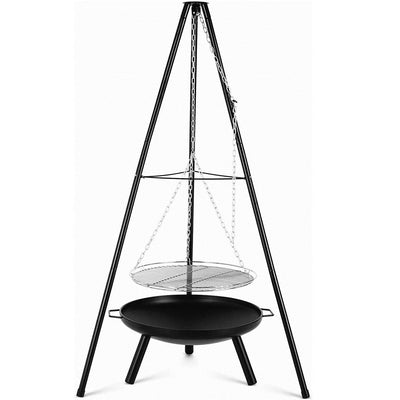 Barbecue trépied grille suspendue réglable Ø52 cm charbon