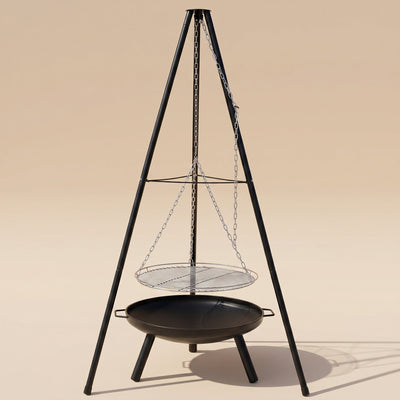 Barbecue trépied Helvor avec grille suspendue Ø52 cm et cuve à feu