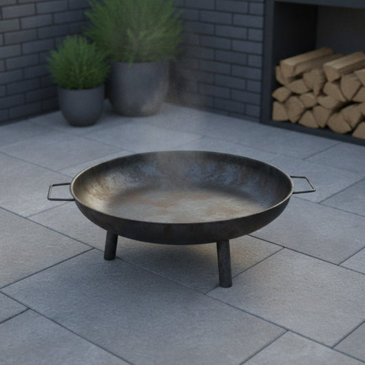 Brasero Grand Modèle en Acier Rustique - Idéal Jardin & Terrasse, avec Poignées et Fonction Barbecue