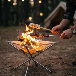Brasero Portable Inox Grillagé - Montage Rapide Camping | Nomaris