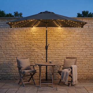 Demi-Parasol de Balcon LED Solaire 294 cm Anti-UV | Velura