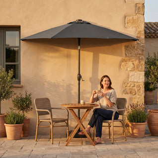 Demi-Parasol de Balcon LED Solaire 294 cm Anti-UV | Velura