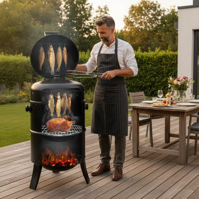 Barbecue Charbon "Fumoir 3 en 1" - Cuisson Polyvalente | GrillMaster