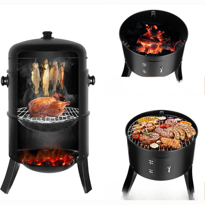 Four Fumoir Vertical 3 en 1 Charbon - Baril 2 Grilles Inox | Braxen