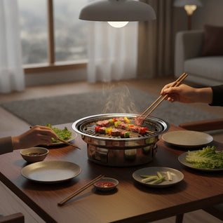 Hibachi Inox Rond Portable - Gril Japonais de Table | Foyen
