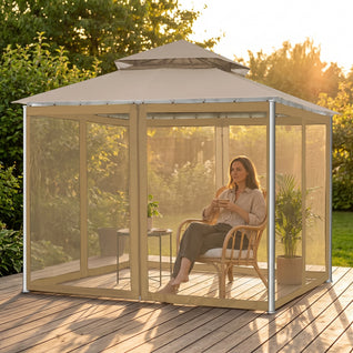 Moustiquaire de Tonnelle 3x3 m 4 Côtés Zippée Anti-Insectes | Brizaly