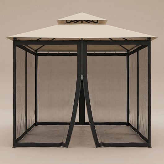 Moustiquaire de tonnelle 3x3 m noire, 4 côtés à fermeture éclair