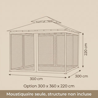 Moustiquaire de Tonnelle 3x3 m 4 Côtés Zippée Anti-Insectes | Brizaly