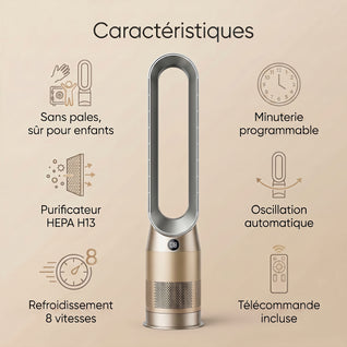 Ventilateur Tour Sans Pale Refroidissement Purificateur HEPA 107 cm | Eryden