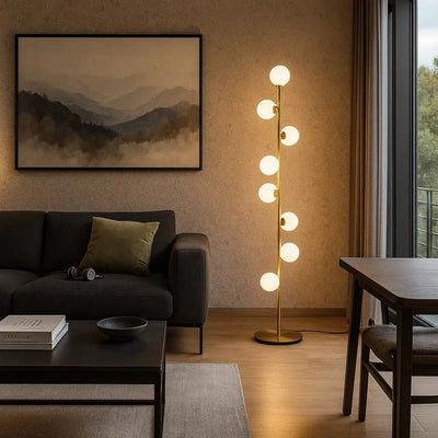 Lampadaire Sur Pied - Courbe Dorée | Orineva - vue 2 | Azeniah