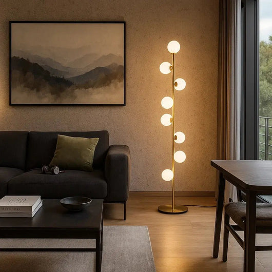 Lampadaire Sur Pied - Courbe Dorée | Orineva - vue 2 | Azeniah