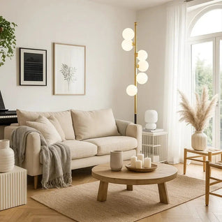 Lampadaire Sur Pied - Courbe Dorée | Orineva