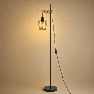 Lampadaire Vintage Bois et Cages Métal 151 cm | Lignara