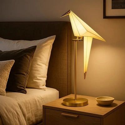 Lampe à Poser Or - Oiseau Plié | Orinami - vue 2 | Azeniah