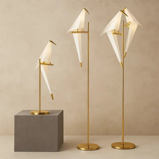 Lampe à Poser Or - Oiseau Plié | Orinami | Azeniah