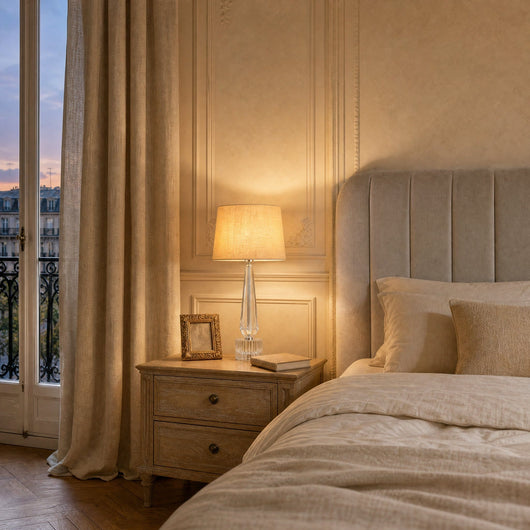 Lampe Cristal K9 Abat-Jour Tissu Tactile E27 Perlonya - Azeniah