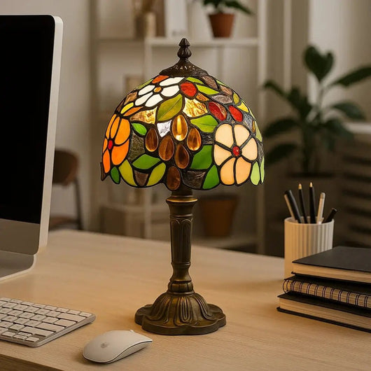 Lampe De Bureau Champignon - Verre Sculpté | Luména - vue 4 | Azeniah