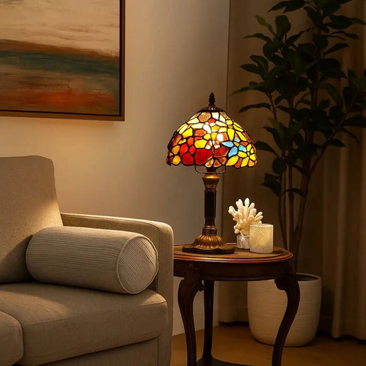 Lampe De Bureau Champignon - Verre Sculpté | Luména - vue 2 | Azeniah