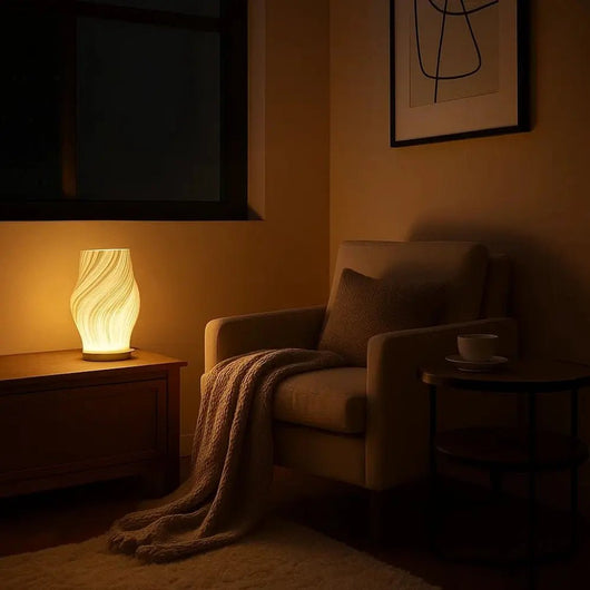 Lampe De Chevet Bois - Vague Sculptée | Ondiva - vue 3 | Azeniah