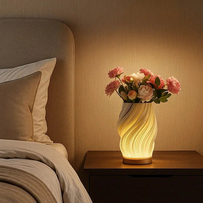 Lampe De Chevet Bois - Vague Sculptée | Ondiva - vue 2 | Azeniah