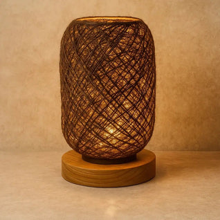 Lampe De Nuit En Rotin - Voile Tressé | Rotalys