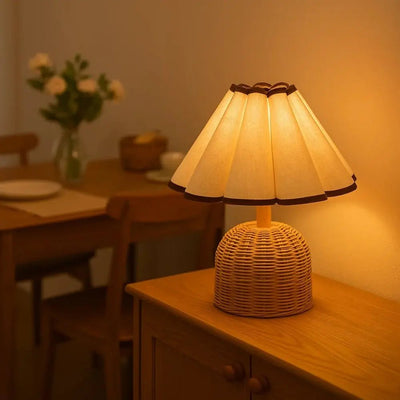 Lampe De Nuit En Rotin - Voile Tressé | Sovina - vue 4 | Azeniah
