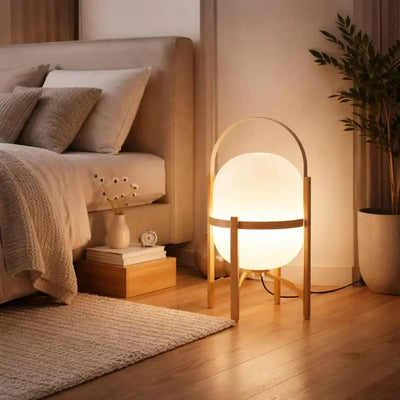 Lampe De Salon Et Chambre - Globe Bois | Kelmora - vue 3 | Azeniah