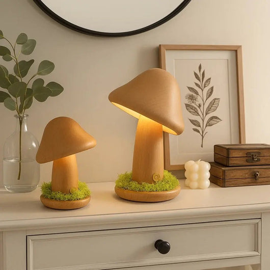 Lampe de Table Champignon en Bois - Courbe Naturelle | Fungia - vue 2 | Azeniah