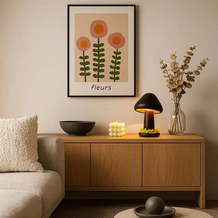 Lampe de Table Champignon en Bois - Courbe Naturelle | Fungia