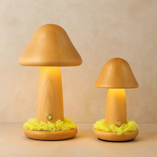 Lampe de Table Champignon en Bois - Courbe Naturelle | Fungia | Azeniah