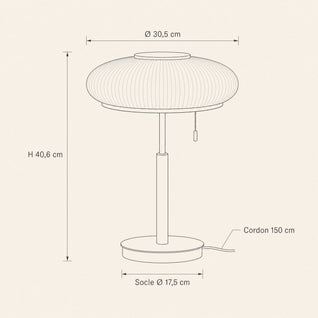 Lampe Opaline, Soucoupe Nervurée Dorée | Milara