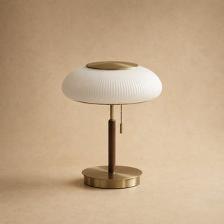 Lampe Opaline, Soucoupe Nervurée Dorée | Milara