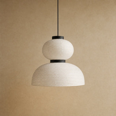 Lampe Papier de Riz Suspension 2 Volumes E27 Karuvia - Azeniah