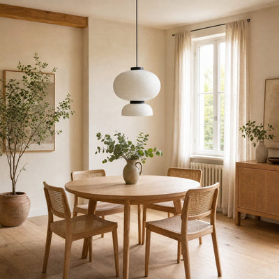 Lampe Papier de Riz Suspension 2 Volumes E27 Karuvia - Azeniah
